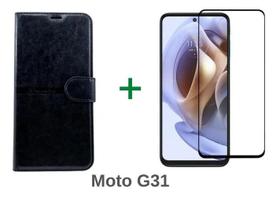 Capa Carteira Para Motorola G31 + Película de Vdro 3D