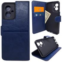 Capa Carteira para Motorola G55 (Tela de 6.49) Capinha Case Cor:Azul Marinho