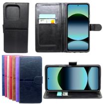 Capa Carteira Para Redmi Note 14 4g + Pelicula Vidro 3d