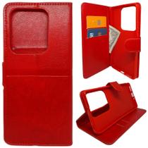 Capa Carteira para Xiaomi Redmi Note 14S 4G (Tela de 6.67) Capinha Case Cor:Vermelho