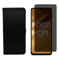 Capa Carteira + Pel Privativa Vidro Compatível Para Poco C71