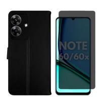 Capa Carteira + Pel. Privativa Vidro Realme Note 60 / 60X