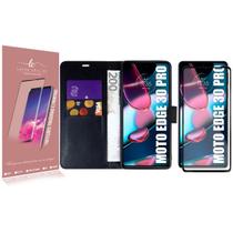 Capa Carteira + Pelicula De Vidro 3D Compativel Moto Edge 30 Pro XT2201 6.7 - Luiza Cell25