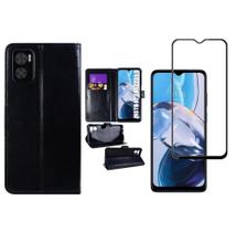 Capa Carteira + Película Vidro 3D P/ Motorola E22