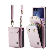 Capa Carteira Premium De Couro Para Samsung Galaxy Z Flip7 Flip6 Flip5 Flip7FE Com Compartimentos