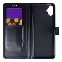 Capa Carteira Preta + Capa Transparente Anti Impacto Para Samsung Galaxy A04