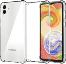 Capa Carteira Preta + Capa Transparente Anti Impacto Para Samsung Galaxy A04E