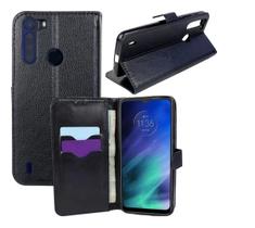 Capa Carteira (PRETA) Flip Antishock Porta Cartão Motorola Moto One Fusion XT2073