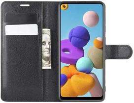 Capa Carteira (PRETA) Flip Antishock Porta Cartão P/ Samsung Galaxy A21S