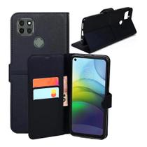 Capa Carteira Preta + Película de Vidro 3D Para Motorola G9 Power