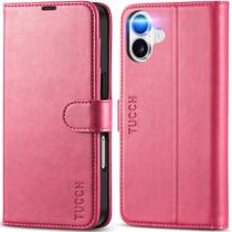Capa Carteira TUCCH para iPhone 16 com Bloqueio RFID - Rosa Choque