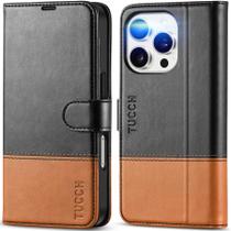 Capa Carteira TUCCH para iPhone 16 Pro - 4 Compartimentos para Cartões (Preta e Marrom)