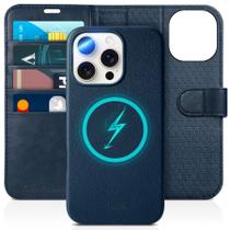 Capa Carteira TUCCH para iPhone 16 Pro Max - Com RFID e 4 Compartimentos para Cartões (Azul Escuro)