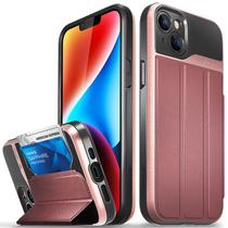 Capa Carteira VENA Commute para iPhone 14 Plus/15 Plus - Ouro Rosa/Vermelha Capa Carteira VENA Commute para iPhone 14 Plus/15 Plus - Ouro Rosa/Vermelha