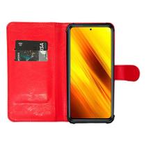 Capa Carteira Vermelha Porta Cartões Compatível Xiaomi Poco X3 Nfc Pro