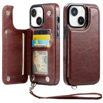 Capa Carteira Wefor para iPhone 15 Plus com Bloqueio RFID, Marrom