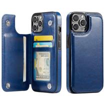 Capa Carteira Wefor para iPhone 15 Pro 6,1" em Couro PU Azul