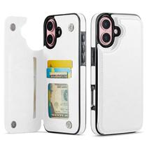 Capa Carteira Wefor para iPhone 16 em Couro PU com Porta-Cartões, Branca