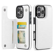 Capa carteira Wefor para iPhone 16 Pro em couro PU branco