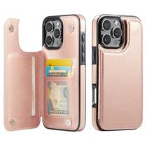 Capa Carteira Wefor para iPhone 16 Pro em Couro PU Rose Gold