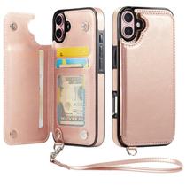 Capa Carteira Wefor para iPhone 16, Rose Gold, com RFID e Suporte Capa Carteira Wefor para iPhone 16, Rose Gold, com RFID e Suporte