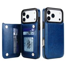Capa Carteira Wefor para iPhone 17 Pro em Couro PU Azul