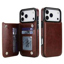 Capa Carteira Wefor para iPhone 17 Pro Max em Couro PU Marrom