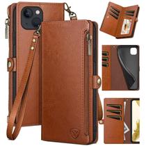 Capa Carteira XCasebar para iPhone 15 (6.1") com Bloqueio RFID - Marrom Claro