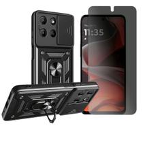 Capa Case Anel Para Motorola Moto G75 + Pelicula Privacidade Capa Case Anel Para Motorola Moto G75 + Pelicula Privacidade