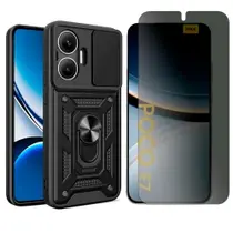 Capa Case Anel Para Xiaomi Poco F7 + Pelicula Privacidade