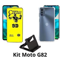 Capa Case Anti Choque + Película de Cerâmica Fosca + Suporte de Mesa para Moto G82
