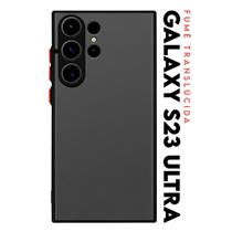 Capa Case Anti Shock Acrílico Translucida Fumê Botões Vermelho para Galaxy S23 Ultra S918 Tela 6.8 Capa Case Anti Shock Acrílico Translucida Fumê Botões Vermelho para Galaxy S23 Ultra S918 Tela 6.8