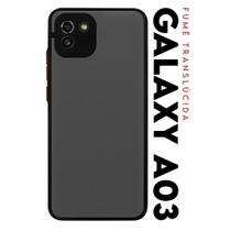 Capa Case Anti Shock Space Acrílico Translucida Fumê Botões Vermelho para Galaxy A03 A035 Tela 6.5 Capa Case Anti Shock Space Acrílico Translucida Fumê Botões Vermelho para Galaxy A03 A035 Tela 6.5