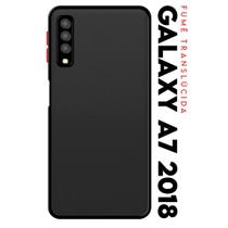 Capa Case Anti Shock Space Acrílico Translucida Fumê Botões Vermelho para Galaxy A7 2018 A750 6.0
