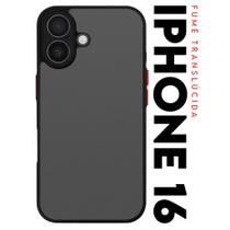 Capa Case Anti Shock Space Acrílico Translucida Fumê Botões Vermelho para IPhone 16 Tela 6.1 Capa Case Anti Shock Space Acrílico Translucida Fumê Botões Vermelho para IPhone 16 Tela 6.1