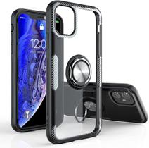 Capa Case Apple iPhone 11 (Tela 6.1) Carbon Clear Com Stand e Anel