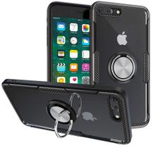 Capa Case Apple iPhone 7 Plus / iPhone 8 Plus (Tela 5.5) Carbon Clear Com Stand e Anel - Case Store