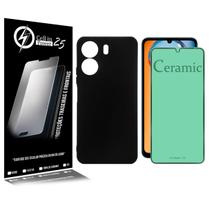 Capa Case Aveludada Preta Para Redmi 13C 6.74 + Película De Ceramica - Cell In Power25