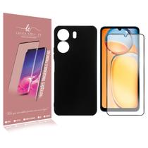 Capa Case Aveludada Preta Para Redmi 13C 6.74 + Película De Vidro 3D - Luiza Cell25