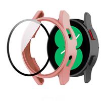 Capa Case Bumper com Película de Vidro para Galaxy Watch 4 44mm - Pink Rose Capa Case Bumper com Película de Vidro para Galaxy Watch 4 44mm - Pink Rose