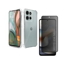 Capa Case Capinha Anti Impacto Para Motorola Moto G56 Película 3D Privacidade Anti Spy