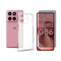 Capa Case Capinha Anti Impacto Para Motorola Moto G86 + Película 3D Privacidade Tela TODA