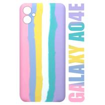 Capa case Capinha Aveludada Arco Iris Candy Compatível Galaxy A04E A042 6.5 + Película De Privacidade - Cell In Power25
