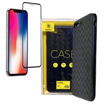 Capa Case capinha premium Preto + Película de Vidro para iPhone X/XS - Commercedai