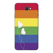 Capa Case Capinha Samsung Galaxy J7 PRIME Arco Iris Corações Brancos