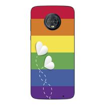 Capa Case Capinha Samsung Galaxy Moto G6 Plus Arco Iris Corações Brancos