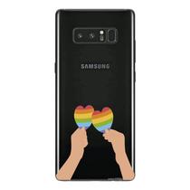 Capa Case Capinha Samsung Galaxy NOTE 8 Arco Iris Mãos com Corações