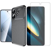 Capa Case Carbon Compativel Com Xiaomi Poco F6 5G + Pelicula Hidrogel
