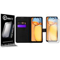 Capa Case Carteira Preta Para Redmi 13C 6.74 + Película De Vidro 3D - Cell In Power25