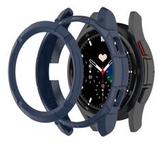 Capa Case Com Coroa Para Galaxy Watch 4 Classic 46mm/ Watch4 Classic 46mm - Azul